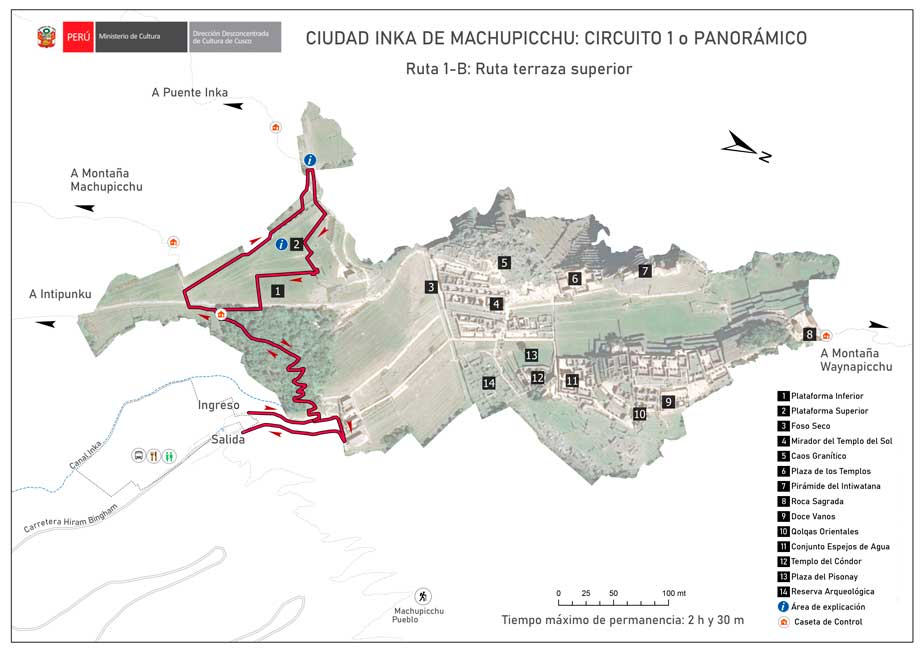 Machu Picchu circuit 1-B: Upper terrace route