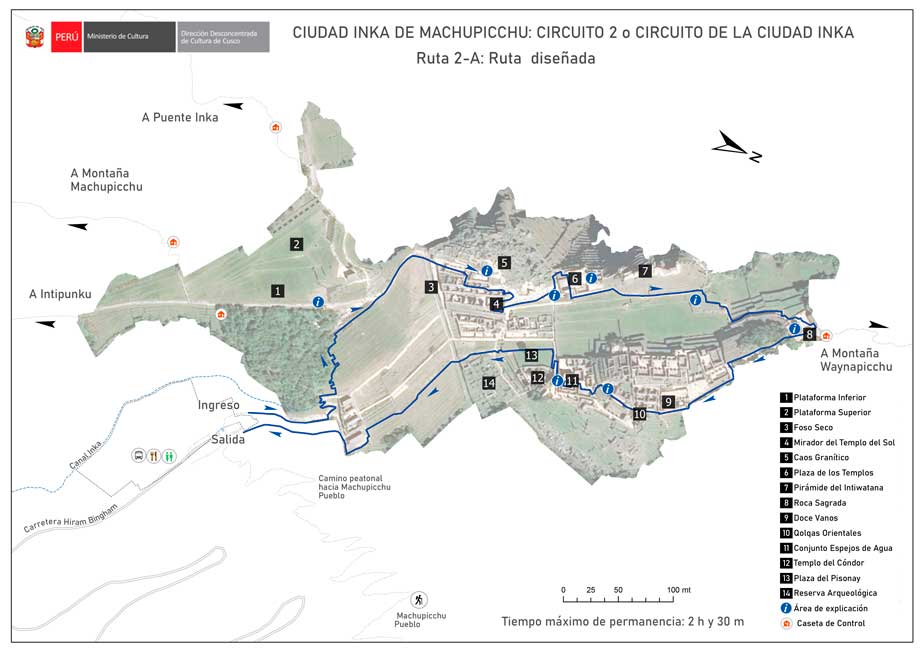 Machu Picchu circuit 2-A: Designed route