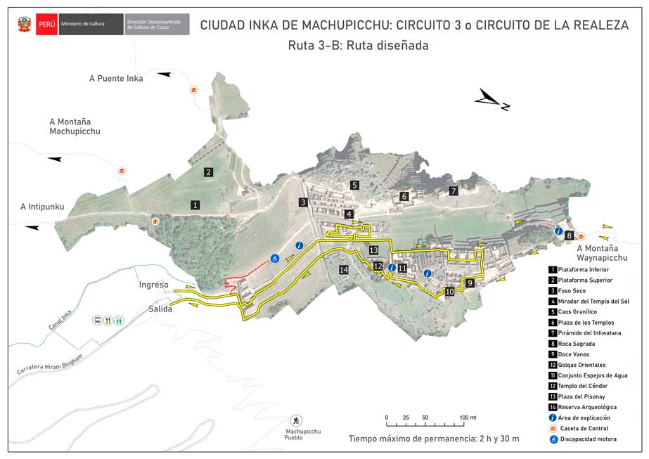 Machu Picchu circuit 3-B: Designed route