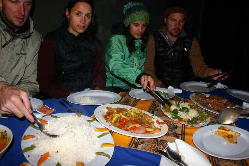 Our dinner selecction on Salkantay Trek