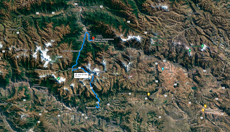 SALKANTAY TREK MAP to Machu Picchu - ITEP Eco Travel